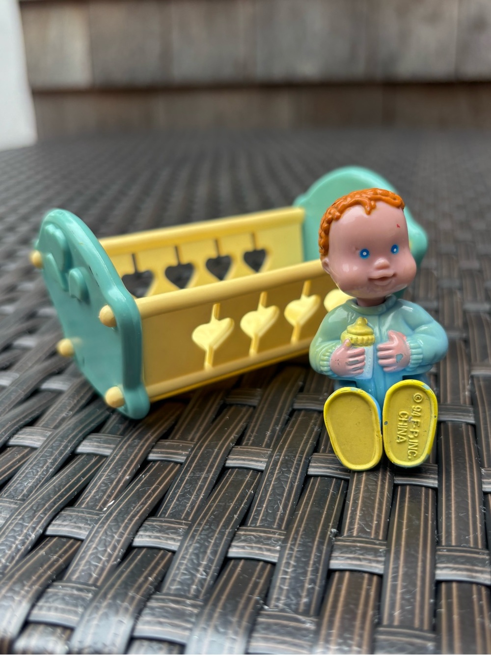 Fisher Price Loving Family Red Head Baby Boy With Crib 1993 1994